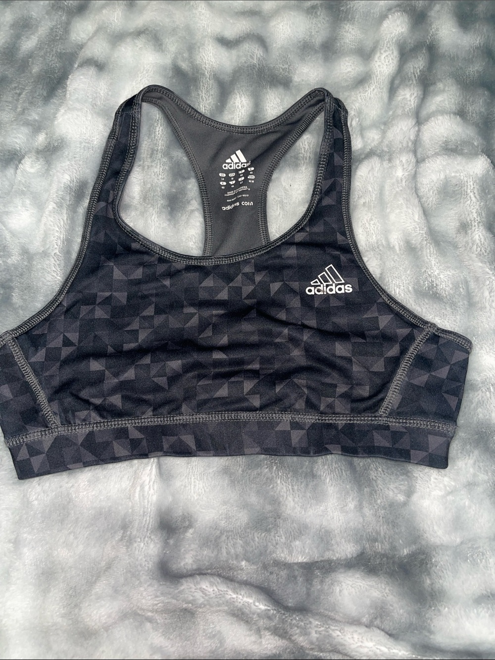 adidas Black Geometric Racerback Medium-Support Sports bra size medium